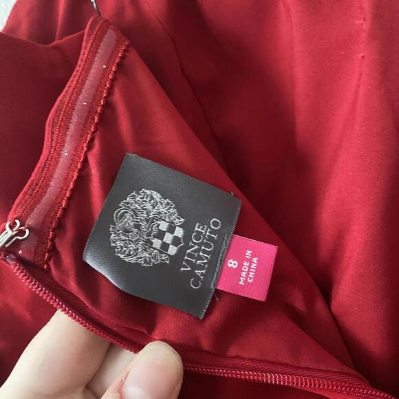 VINCE CAMUTO red ruffle halter maxi gown - Picture 6 of 6